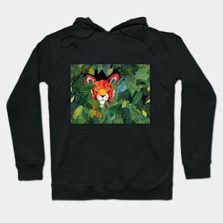 Cute Orange Tiger Peeking Out From Green Jungle Grass Hoodie